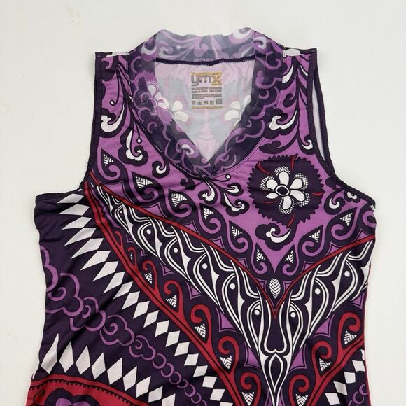 YMX YellowMan Cycling Tank Top Lightweight Sz S Purple Paisley Athletic Workout - Picture 5 of 9
